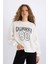 Loose Fit Bisiklet Yaka Baskılı Kalın Sweatshirt E3388AXNS 7