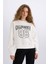 Loose Fit Bisiklet Yaka Baskılı Kalın Sweatshirt E3388AXNS 9