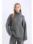 Oversize Geniş Kalıp Balıkçı Yaka Basic Düz Triko Kazak Tunik A6445AX24CW 9