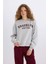 Loose Fit Bisiklet Yaka Baskılı Kalın Sweatshirt E3387AXNS 9