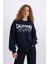 Loose Fit Bisiklet Yaka Baskılı Kalın Sweatshirt E3390AXNS 9