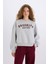 Loose Fit Bisiklet Yaka Baskılı Kalın Sweatshirt E3387AXNS 7