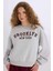 Loose Fit Bisiklet Yaka Baskılı Kalın Sweatshirt E3387AXNS 10