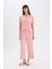 Pijama Takımı Kısa Kollu Üst Beli Lastikli Geniş Paça Alt-Fall in Love D8454AX25SP 9