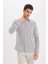 %100 Pamuk Modern Fit Polo Yaka Çizgili Uzun Kollu Gömlek E5046AX25SM 9