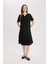 Regular Fit Apaş Yaka Basic Düz Bürümcük Kısa Kollu Midi Yazlık Elbise D3834AX25SM 9