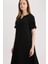 Regular Fit Apaş Yaka Basic Düz Bürümcük Kısa Kollu Midi Yazlık Elbise D3834AX25SM 10