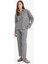 Pijama Takımı Kareli Uzun Kollu Üst Beli Lastikli Uzun Alt-Fall in Love E3464AX25SP 13