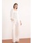 %100 Keten Oversize Geniş Kalıp Uzun Kollu Beyaz Gömlek Z6638AZ25SP 11