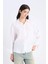 %100 Keten Oversize Geniş Kalıp Uzun Kollu Beyaz Gömlek Z6638AZ25SP 15