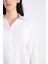 %100 Keten Oversize Geniş Kalıp Uzun Kollu Beyaz Gömlek Z6638AZ25SP 17