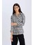 Oversize Geniş Kalıp Kareli Uzun Kollu Gömlek 13