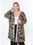 Kadın Büyük Beden Şerit Detaylı Desenli Uzun Kollu Esnek Viskon Hırka 25003 1