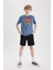Erkek Çocuk Superman Bisiklet Yaka Kısa Kollu Tişört E3102A825SM 11