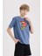 Erkek Çocuk Superman Bisiklet Yaka Kısa Kollu Tişört E3102A825SM 11