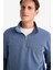 Relax Fit Dik Yaka Fermuarlı Basic Düz Kalın Sweatshirt E5334AX24WN 6