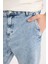 %100 Pamuk Relaxed Slouchy Fit Rahat Kesim Geniş Paça Jean Yıkamalı Pantolon E4733AX25SP 12