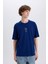%100 Pamuk Boxy Fit Bisiklet Yaka Sırt Baskılı Kısa Kollu Tişört E4540AX25SM 10