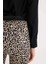 Sigaret Saten Kumaş Pantolon Leopar Desenli Normal Bel Beli Lastikli Düz Paça J8741AZ25SP 13