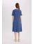 Regular Fit Apaş Yaka Basic Düz Bürümcük Kısa Kollu Midi Yazlık Elbise D3834AX25SM 12