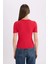 Fitted Bisiklet Yaka Baskılı Fitilli Kaşkorse Kısa Kollu Tişört E5069AX25SP 12