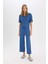 Pijama Takımı Fitilli Kaşkorse Kısa Kollu Üst Beli Lastikli Kapri Boy Alt-Fall in Love E0865AX25SP 8