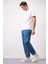 %100 Pamuk Relaxed Slouchy Fit Rahat Kesim Düz Paça Jean Yıkamalı Pantolon E5387AX25SP 8