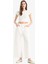 Culotte Gabardin Kumaş Pantolon Yüksek Bel Basic Düz Cepli Geniş Bol Paça C7535AX25SP 9