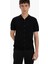 Standart Fit Polo Yaka Kısa Kollu Siyah Triko Tişört E4603AX25SM 9