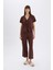 Pijama Takımı Keten Kısa Kollu Üst Beli Lastikli Alt-Fall in Love E3571AX25SP 7