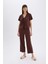 Pijama Takımı Keten Kısa Kollu Üst Beli Lastikli Alt-Fall in Love E3571AX25SP 8