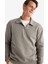 Relax Fit Polo Yaka Fermuarlı Basic Düz Kalın Sweatshirt E5333AX24WN 7