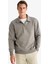 Relax Fit Polo Yaka Fermuarlı Basic Düz Kalın Sweatshirt E5333AX24WN 9