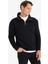 Relax Fit Dik Yaka Fermuarlı Basic Düz Kalın Sweatshirt E5332AX24WN 10