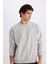 Oversize Geniş Kalıp Bisiklet Yaka Kalın Basic Düz Sweatshirt E5955AX24WN 10