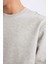 Oversize Geniş Kalıp Bisiklet Yaka Kalın Basic Düz Sweatshirt E5955AX24WN 11