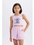 Kız Çocuk 2'li Takım Baskılı Atlet Şort E4897A825SM 13