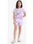 Kız Çocuk Pijama Takımı Baskılı Kısa Kollu Üst Beli Lastikli Şort E6226A825HS 6