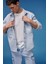 %100 Pamuk Oversize Geniş Kalıp Uzun Kollu Jean Gömlek D8333AX25SP 8