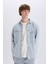 %100 Pamuk Oversize Geniş Kalıp Uzun Kollu Jean Gömlek D8333AX25SP 12