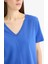 Regular Fit V Yaka Basic Düz Penye Kısa Kollu Tişört W9578AZ25SP 13