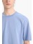 %100 Pamuk Oversize Geniş Kalıp Bisiklet Yaka Basic Düz Kısa Kollu Tişört E6885AXNS 11