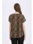 Regular Fit Leopar Desenli Bisiklet Yaka Kısa Kollu Bluz E7038AX25SP 12
