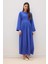 Regular Fit Bisiklet Yaka Gofre Dokulu Uzun Kollu Maxi Elbise E6597AX25SP 9