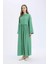Regular Fit Bisiklet Yaka Gofre Dokulu Uzun Kollu Maxi Elbise E6597AX25SP 12