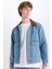 %100 Pamuk Slim Fit Dar Kesim Kontrast Yakalı Mevsimlik Baharlık Denim Ceket E6533AX25SP 13