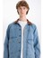 %100 Pamuk Slim Fit Dar Kesim Kontrast Yakalı Mevsimlik Baharlık Denim Ceket E6533AX25SP 16