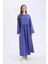 Regular Fit Bisiklet Yaka Gofre Dokulu Uzun Kollu Maxi Elbise E6597AX25SP 12