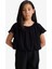 Kız Çocuk Yuvarlak Yaka Kısa Kollu Siyah Bluz E6855A825SM 13