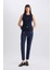 Skinny Fit Yüksek Bel Cepli Düğmeli Düz Paça Kumaş Pantolon E5431AX25SP 14